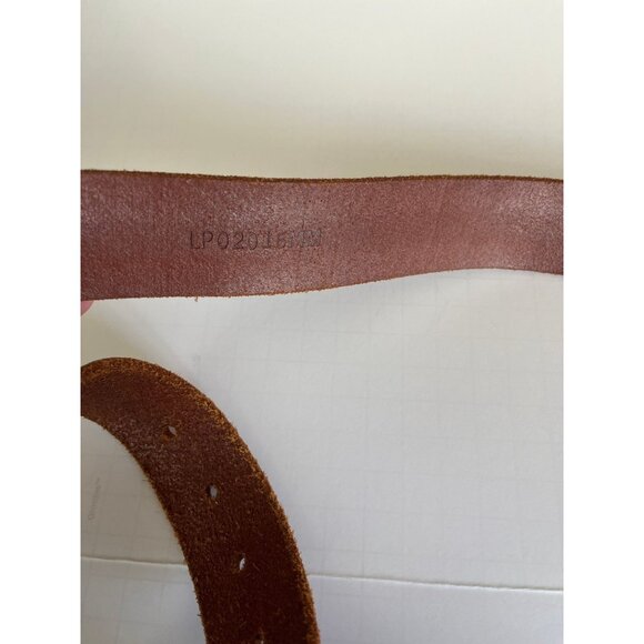 Vintage Women's Linea Pelle Handmade Belt Leather Brass Ornate Rectangle Buckle - Picture 6 of 8